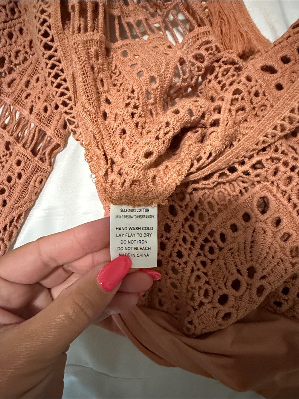 Jen's Pirate Booty Terracotta Crochet V-Neck Long Sleeve Bodysuit - Picture 6 of 6